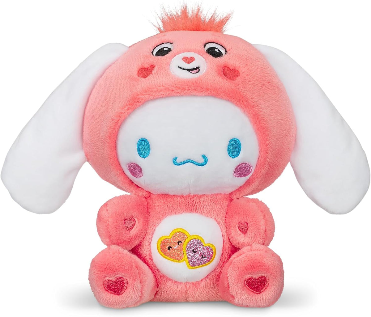 BASIC FUN: SANRIO HELLO KITTY & FRIENDS X CARE BEARS BEARY BESTIES- CINNAMOROLL DRESSED AS LOVE-A-LOT BEAR 9-INCH PLUSH FIGURE