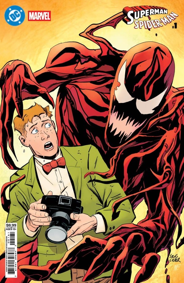 DC MARVEL SUPERMAN SPIDER-MAN #1 (ONE SHOT) CVR F STEVE LIEBER JIMMY OLSEN & CARNAGE CARD STOCK VAR