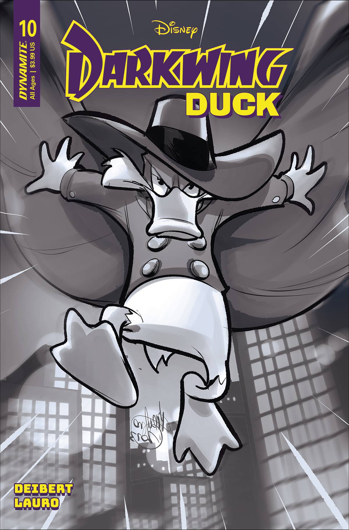 DARKWING DUCK #10 CVR S 1:7 INCV FOC ANDOLFO B&W