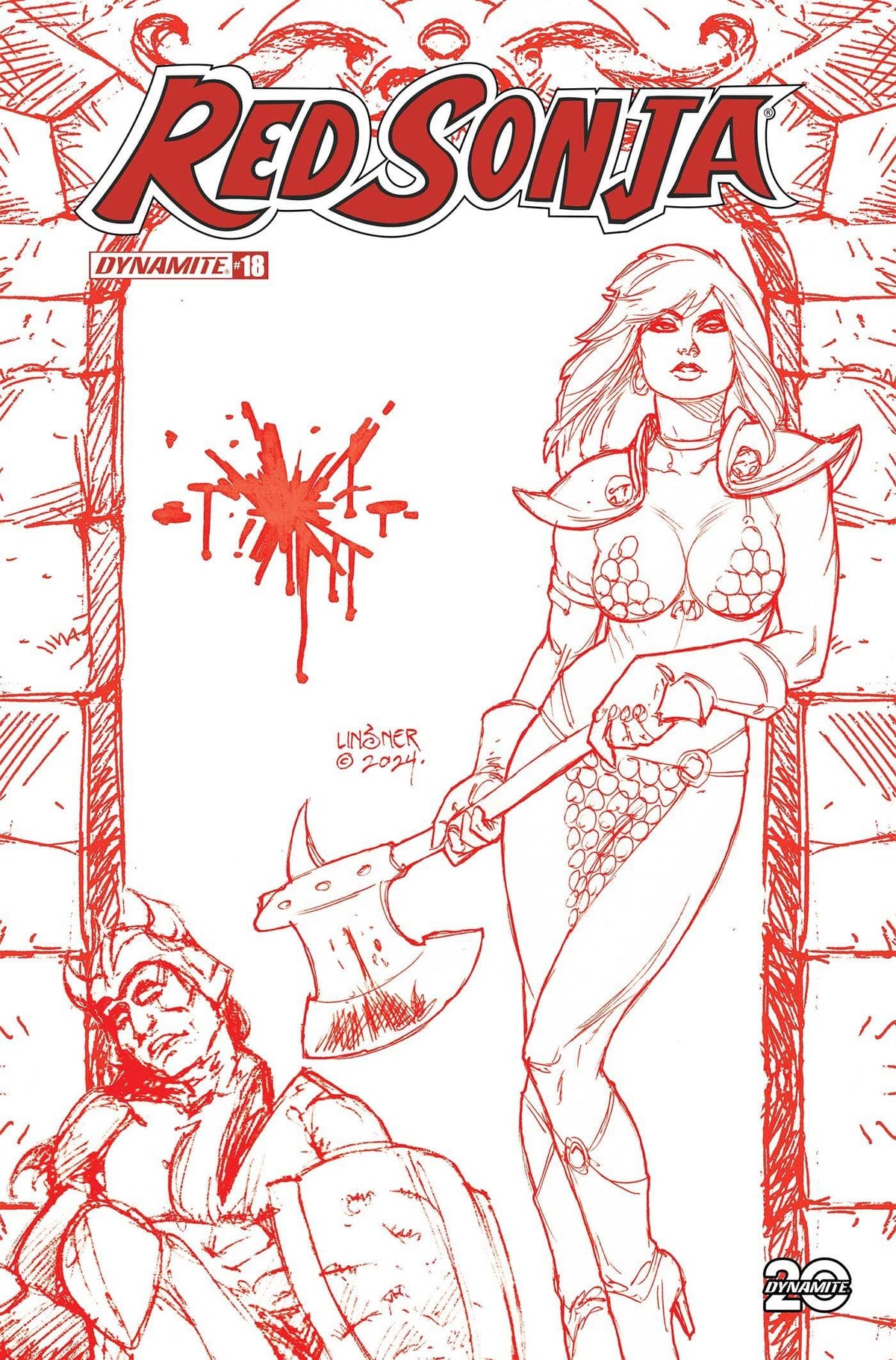 RED SONJA 2023 #18 CVR P 1:10 FOC INCV LINSNER FIERY RED