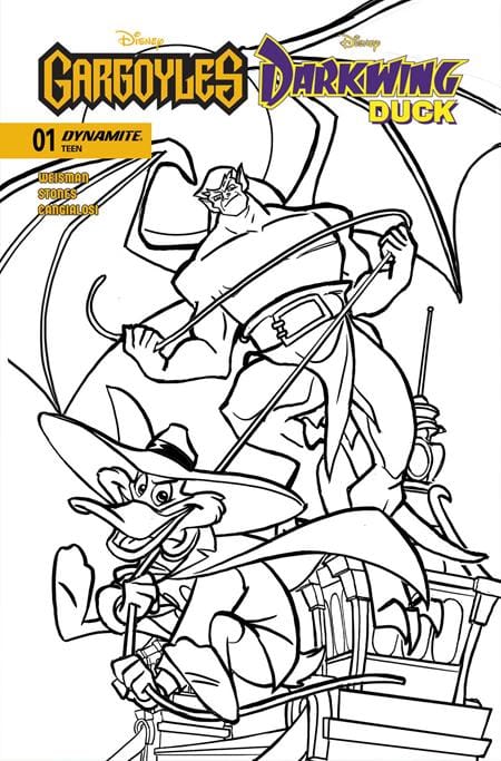 GARGOYLES DARKWING DUCK #1 CVR P INC 1:7 TAD STONES LINE ART FOC BONUS VAR