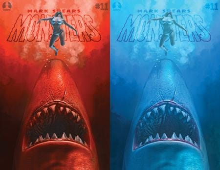 MARK SPEARS MONSTERS #11 CVR B MARK SPEARS SHARK ATTACK JAWS HOMAGE HOLOFOIL FLIP COVER VAR