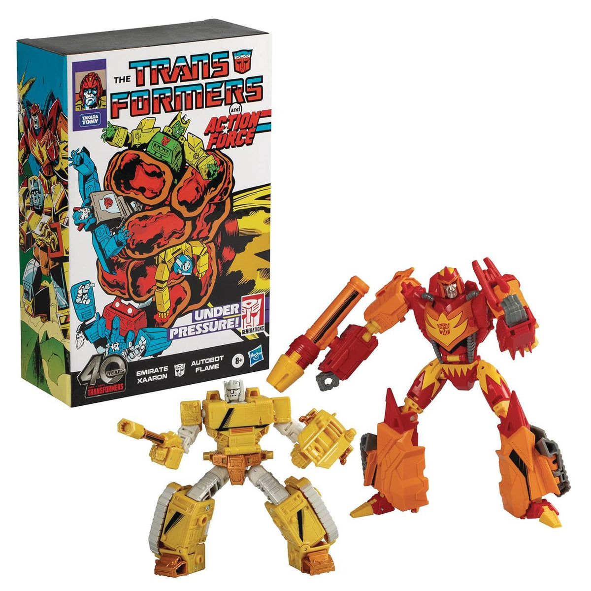 HASBRO: TRANSFORMERS 40TH ANN - GEN COMIC XAARON & FLAME ACTION FIGURE 2PK
