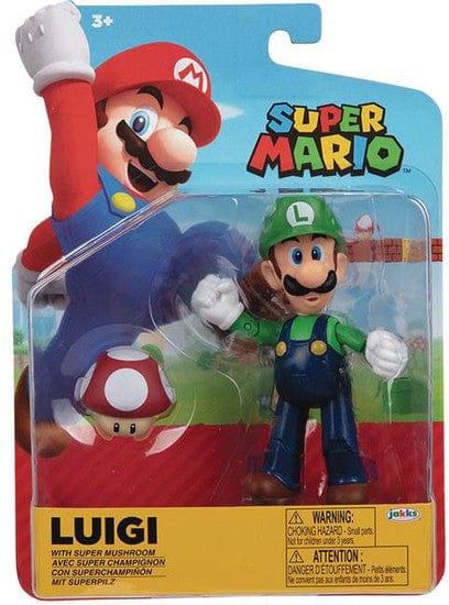Jakks Pacific: Super Mario - Luigi with Red Mushroom 4"