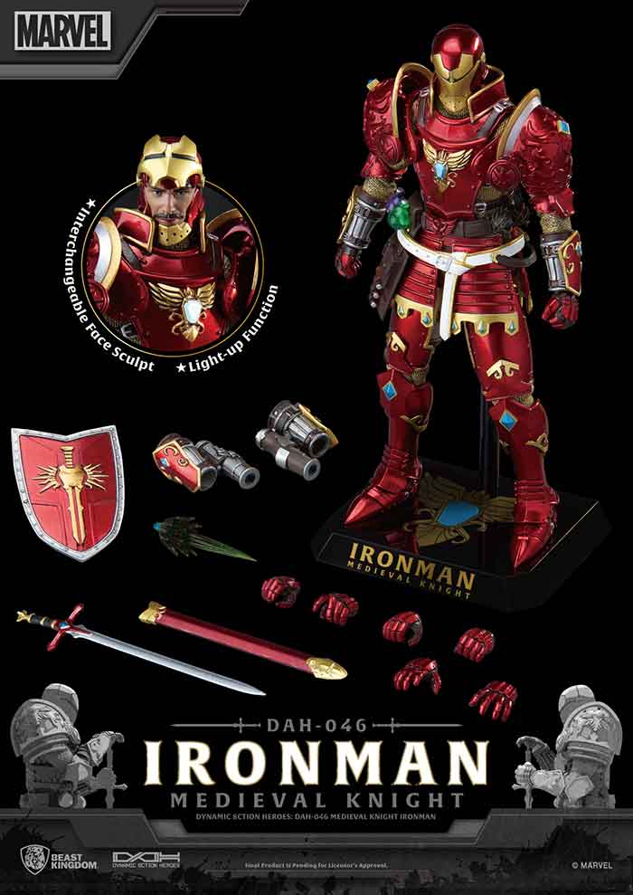 Marvel Iron Man 8 Inch Action Figure Dynamic 8-ction - Medieval Knight Iron Man DAH-046