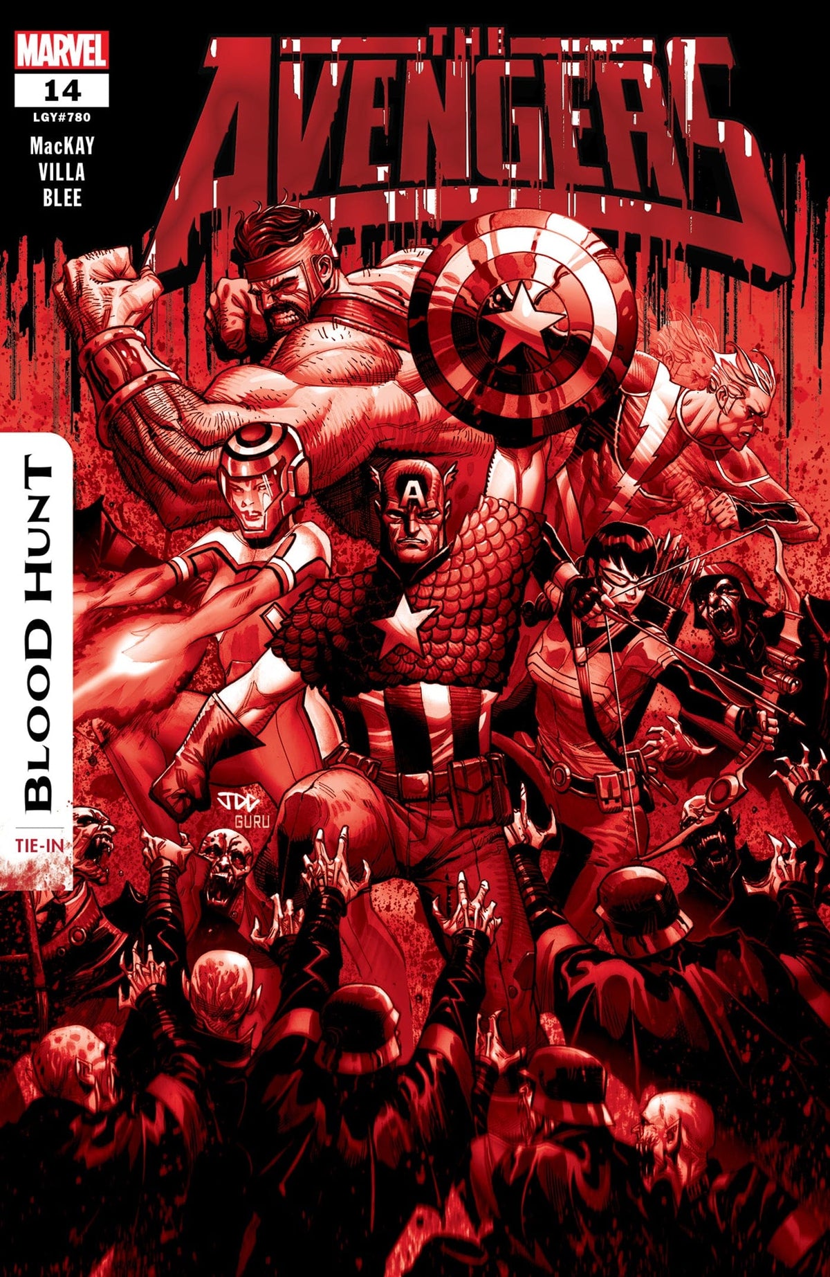 AVENGERS #14 JOSHUA CASSARA BLOOD SOAKED 2ND PTG VAR