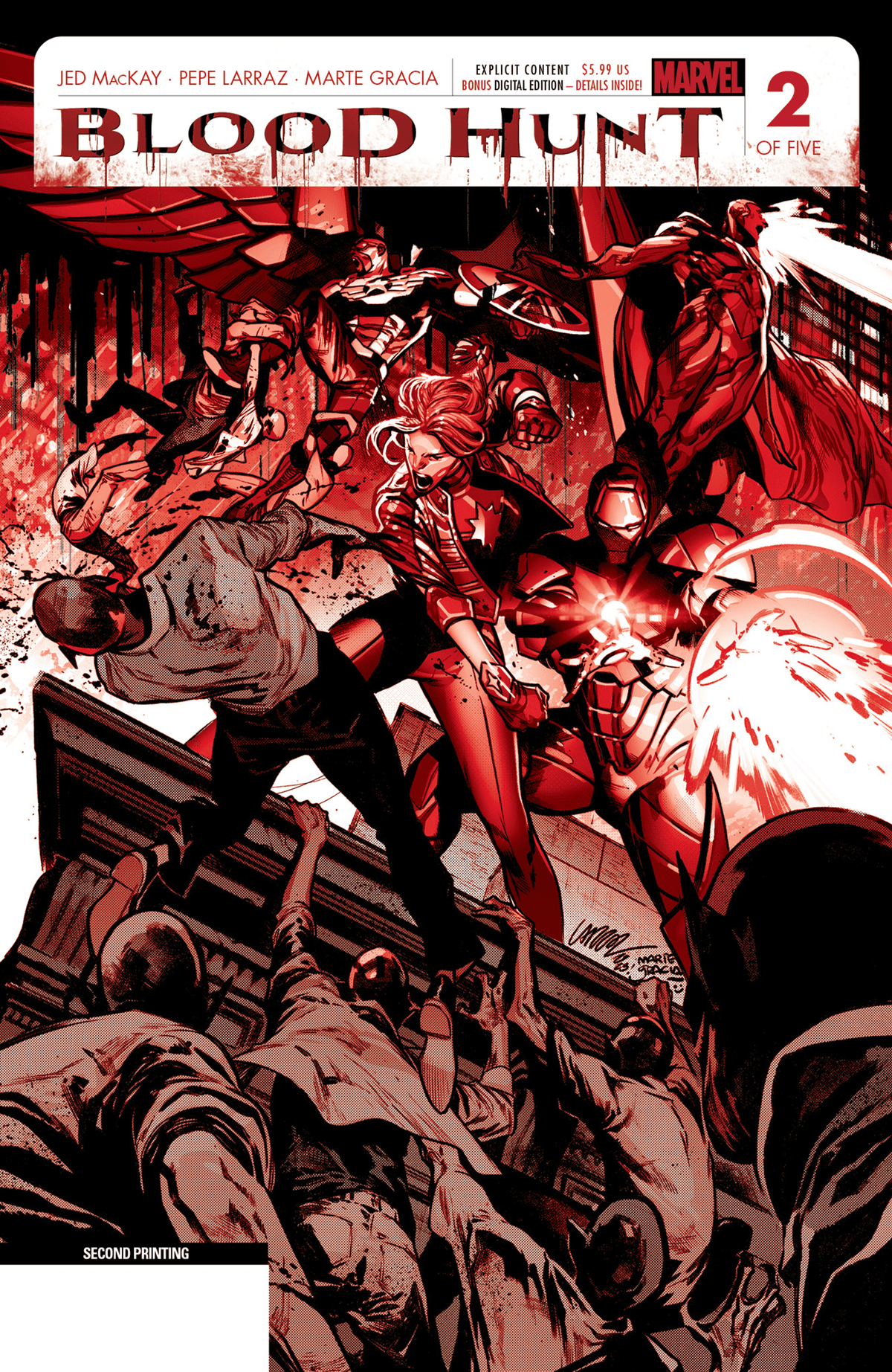 BLOOD HUNT: RED BAND #2 PEPE LARRAZ 2ND PRINTING VARIANT