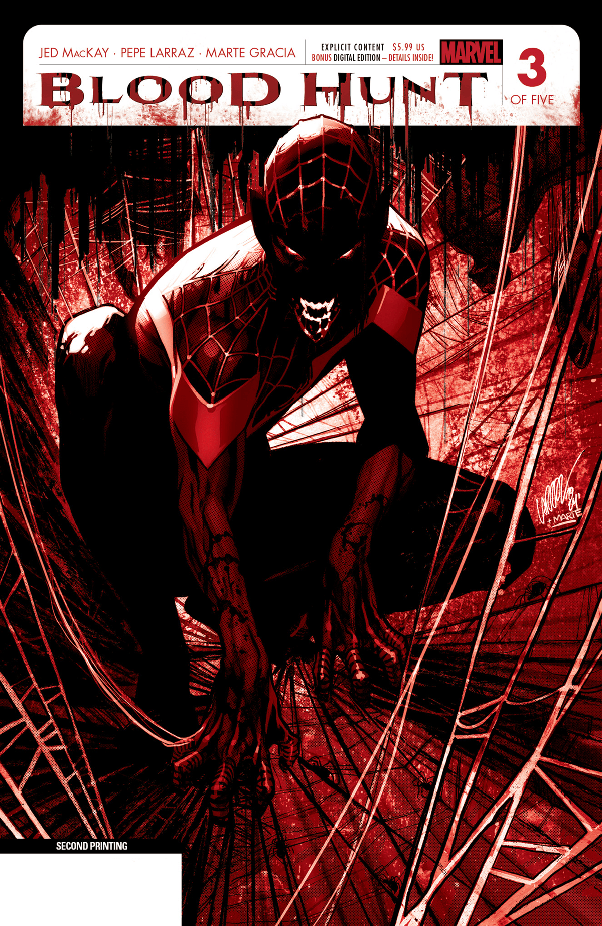 BLOOD HUNT: RED BAND #3 PEPE LARRAZ 2ND PRINTING VARIANT