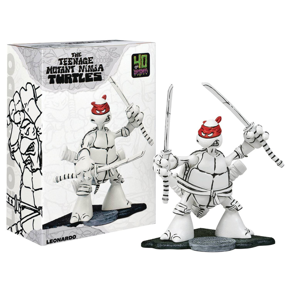 PLAYMATES: THE TEENAGE MUTANT NINJA TURTLES - BLACK & WHITE ORIGINAL SKETCH - LEONARDO STATUE