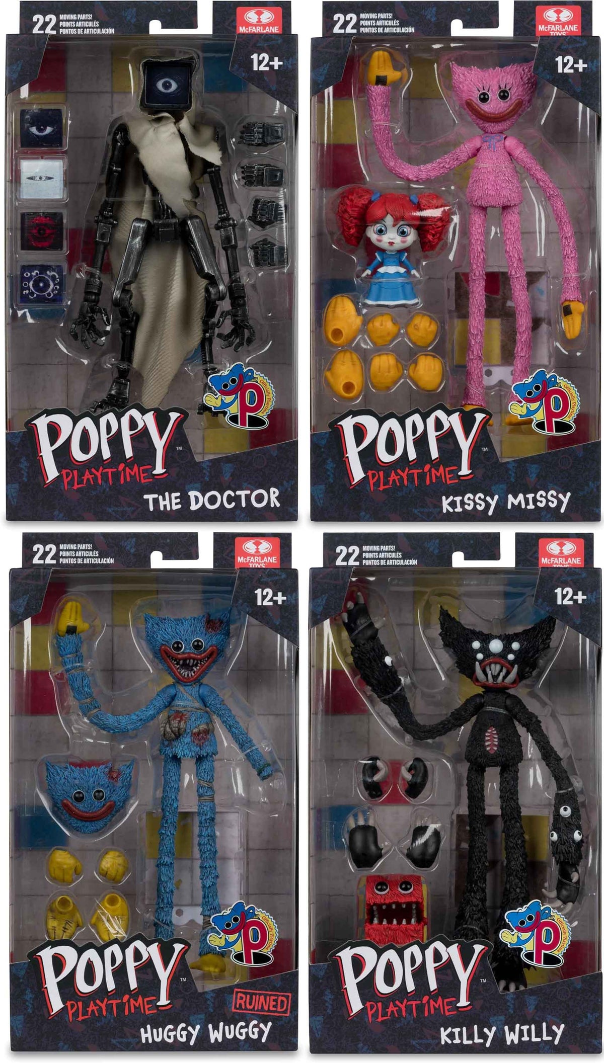 Poppy Playtime 7 Inch Action Figure Bendable - Set of 4 (Missy - Wuggy - Willy - Doctor)