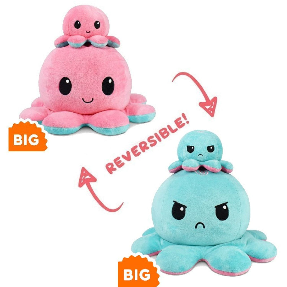 BIG Reversible Octopus Plushie: Pink and Aqua