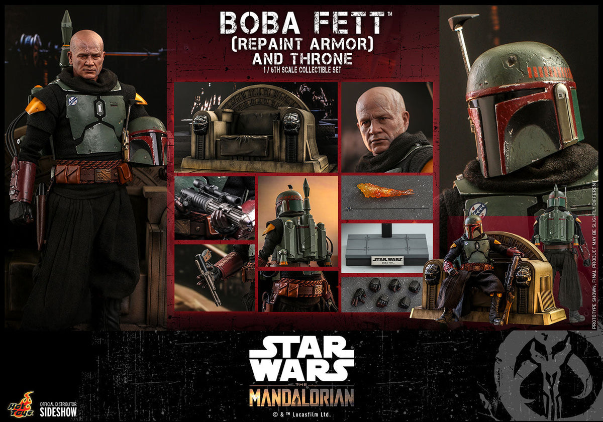 The Mandalorian 12 Inch Action Figure 1/6 Scale - Boba Fett (Repaint Armor) and Throne Hot Toys 90885
