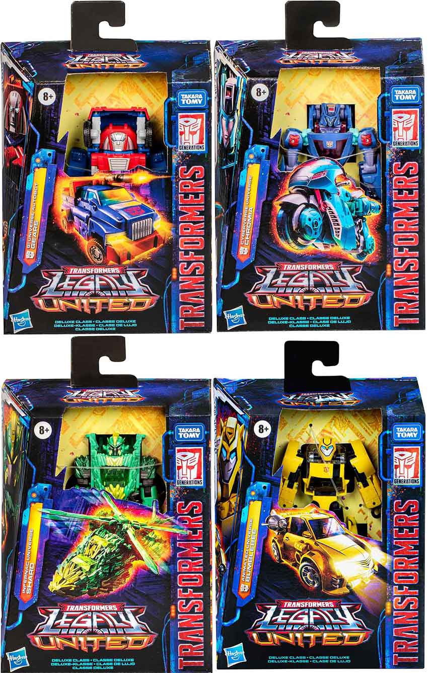 Transformers Legacy United 6 Inch Action Figure Deluxe Class (2024 Wave 2) - Set of 4 (Gears - Chromia - Shard - Bumblebee)