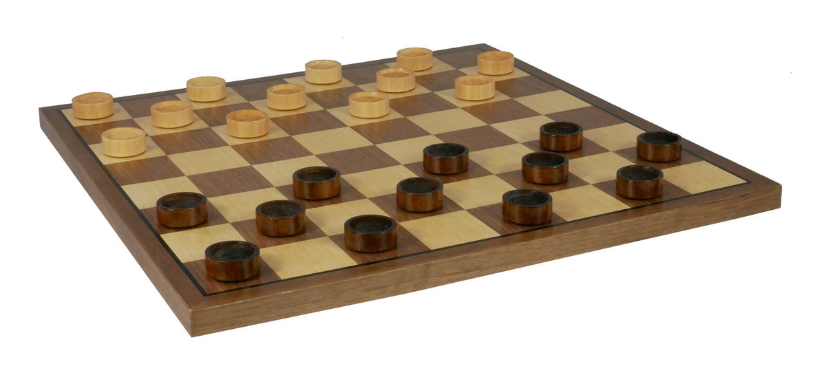 Checker Set - 1" Wood Stacking checkers on Walnut Maple Bd
