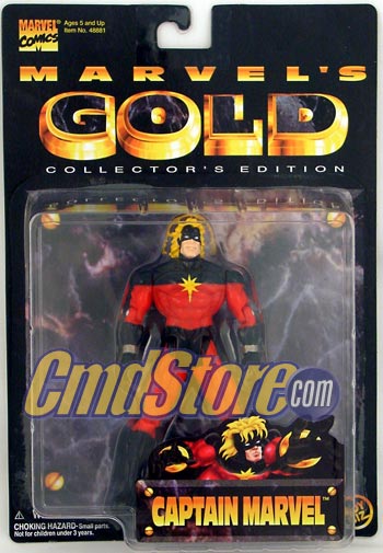 CAPTAIN MARVEL 5" Action Figrue MARVEL GOLD COLLECTOR'S EDITION Toy Biz Toy (Shelf Wear Packaging)