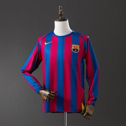 Barcelona Jersey 2005-06 Home Retro Football Kit Long Sleeves