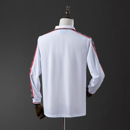 Manchester United Jersey 1998-99 Home White Retro Kit Long Sleeves