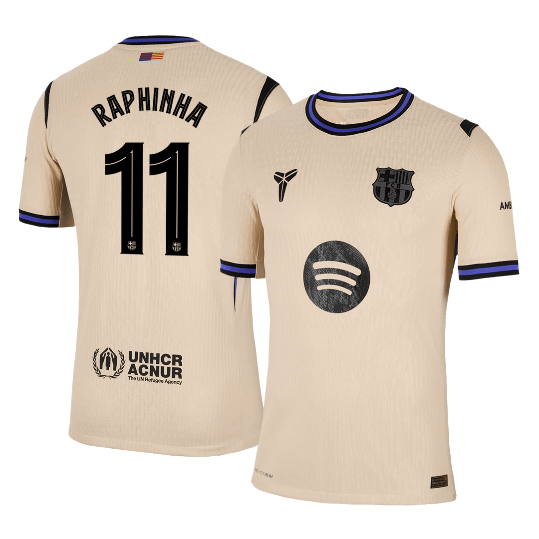 RAPHINHA #11 Mens Barcelona Away Jersey 2025/26 UCL - Player Version (Slim Fit)