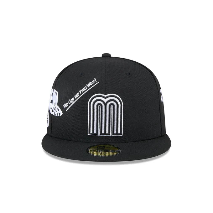 New Era Mexico Anniversary Logos  59FIFTY Fitted Hat-Black/White