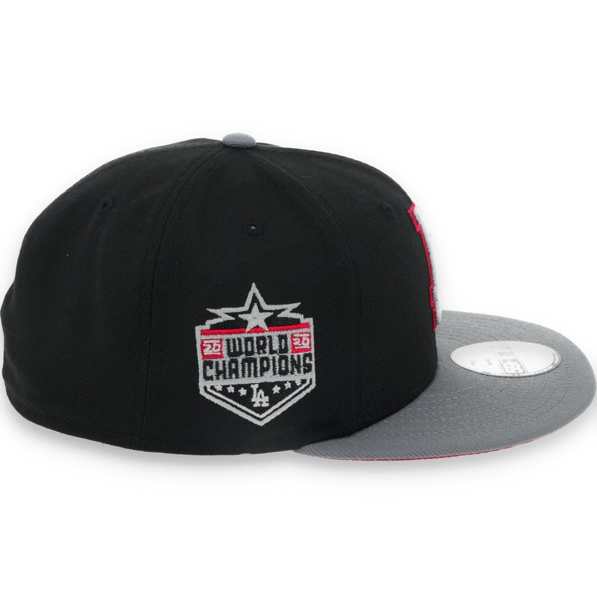 New Era Los Angeles Dodgers 2020 World Series Side Patch Metallic 59FIFTY Fitted Hat- Black/Grey/Red