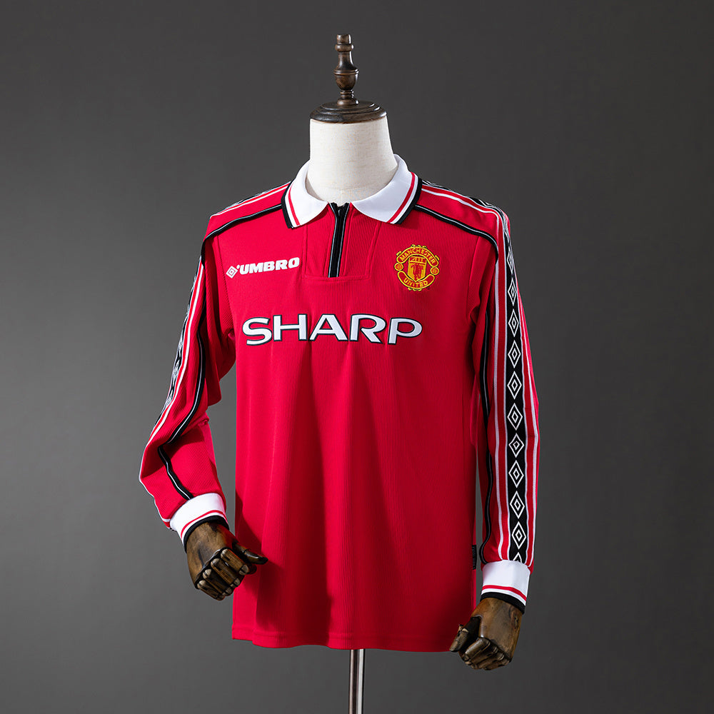 Manchester United Jersey1998-99 Home Retro Football Kit Long Sleeves