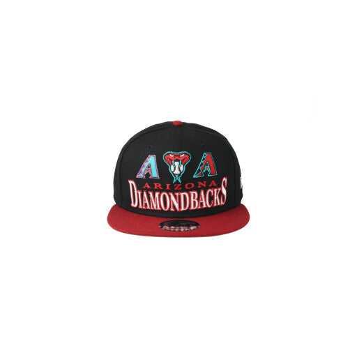 New Era Arizona Diamondbacks Archive Multi Logo 9FIFTY Snapback Hat - BLACK/ RED