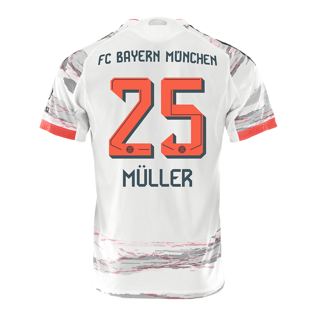 MÜLLER #25 Mens Bayern Munich Away Jersey 2025/26 - Player Version (Slim Fit)