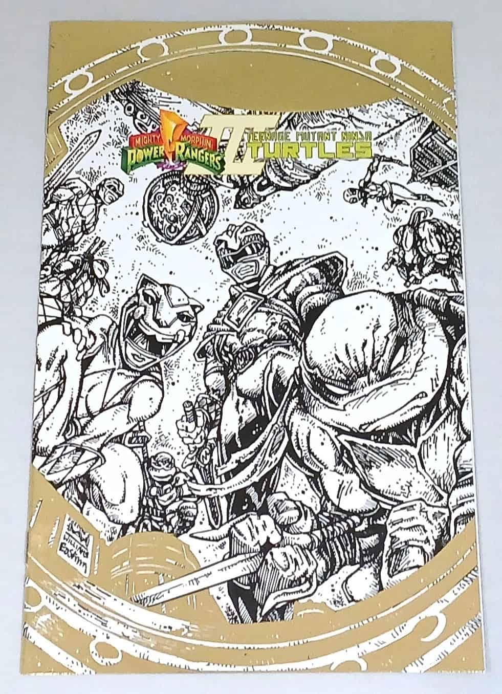 MIGHTY MORPHIN POWER RANGERS TEENAGE MUTANT NINJA TURTLES III #1 FOIL STAMP VAR ASHCAN