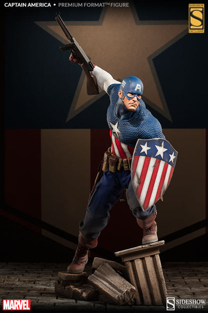 Captain America 22 Inch Statue Figure Premium Format - Captain America Allied Charge on Hydra Sideshow 3001961 Exclusive