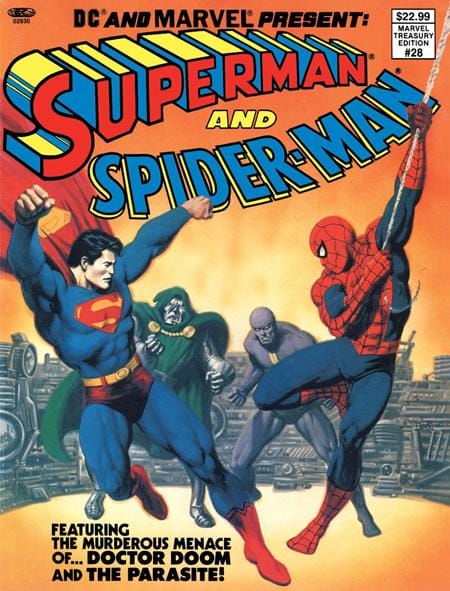 DC AND MARVEL PRESENT SUPERMAN AND SPIDER-MAN (MARVEL TREASURY EDITION #28) #1 FACSIMILE EDITION CVR C JOHN ROMITA SR & BOB LARKIN FOIL VAR