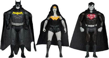 DC Super Powers Trinity Pack 4 Inch Action Figure Exclusive - Batman, Superman & Wonder Woman Black & White Accent Edition Gold Label
