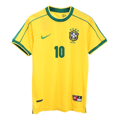Retro RIVALDO #10 1998 Mens Brazil World Cup Home Jersey