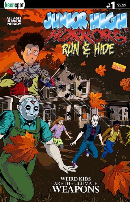 JUNIOR HIGH HORRORS RUN & HIDE #1 (ONE SHOT) CVR A ERIC KENT WEAPONS SPOOF BAGGED WITH TRADING CARD (Release Date: 09/23/2026)