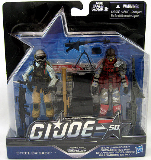 G.I. Joe 50th Anniversary 3.75 Inch Action Figure 2-Pack Wave 3 Exclusive - Troop Build Up (Steel Brigade vs Iron Grenadier)