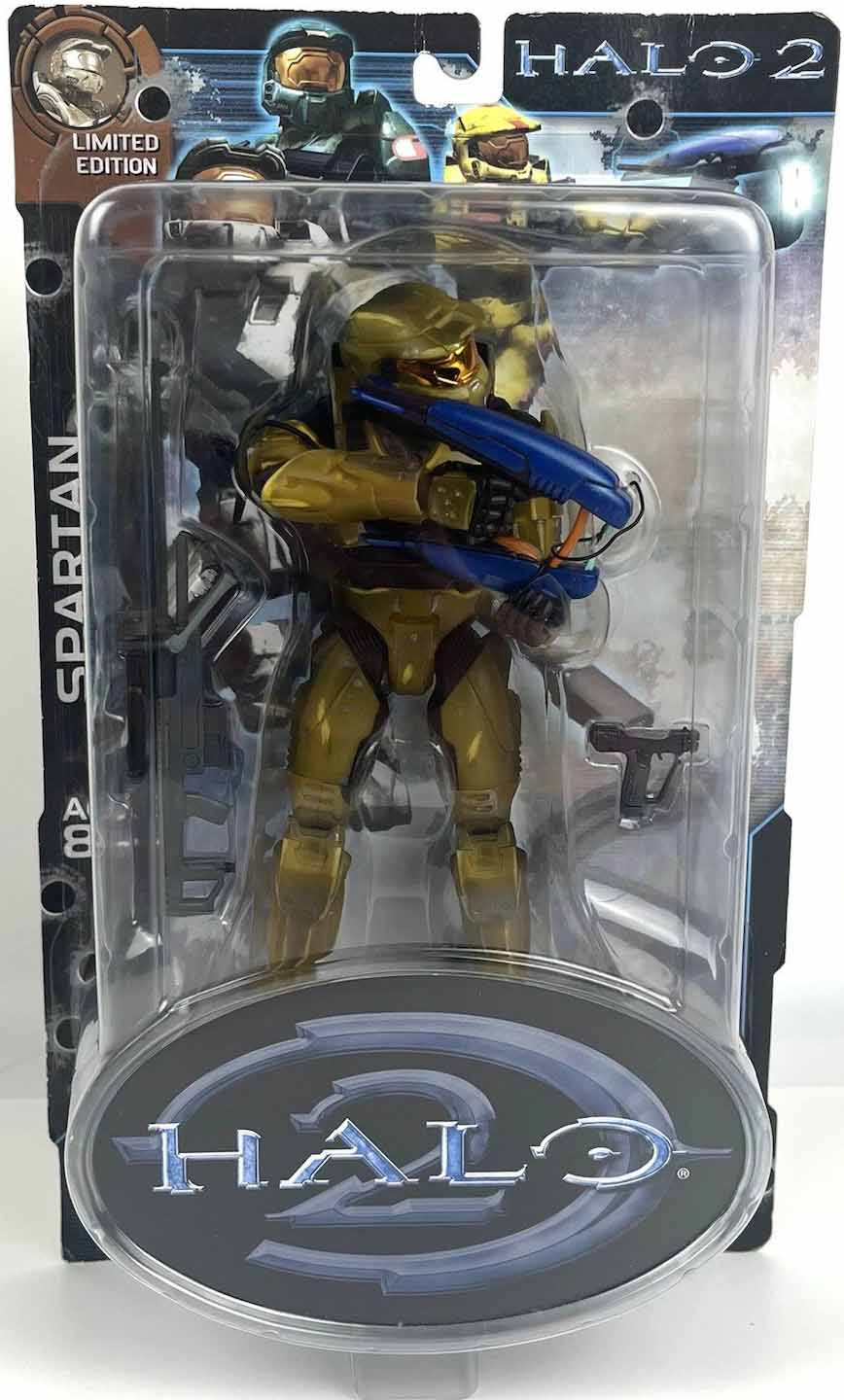 Halo 2  7 Inch Action Figure Limited Edition  - Gold / Tan  Spartan with Sniper Rifle, Plasma Rifle and Magnum Pistol (Sub-Standard Packaging)