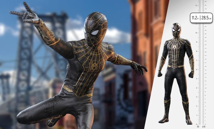 Hot Toys Collectible Figure: Marvel - Spider-Man, Black & Gold Suit (No Way Home)