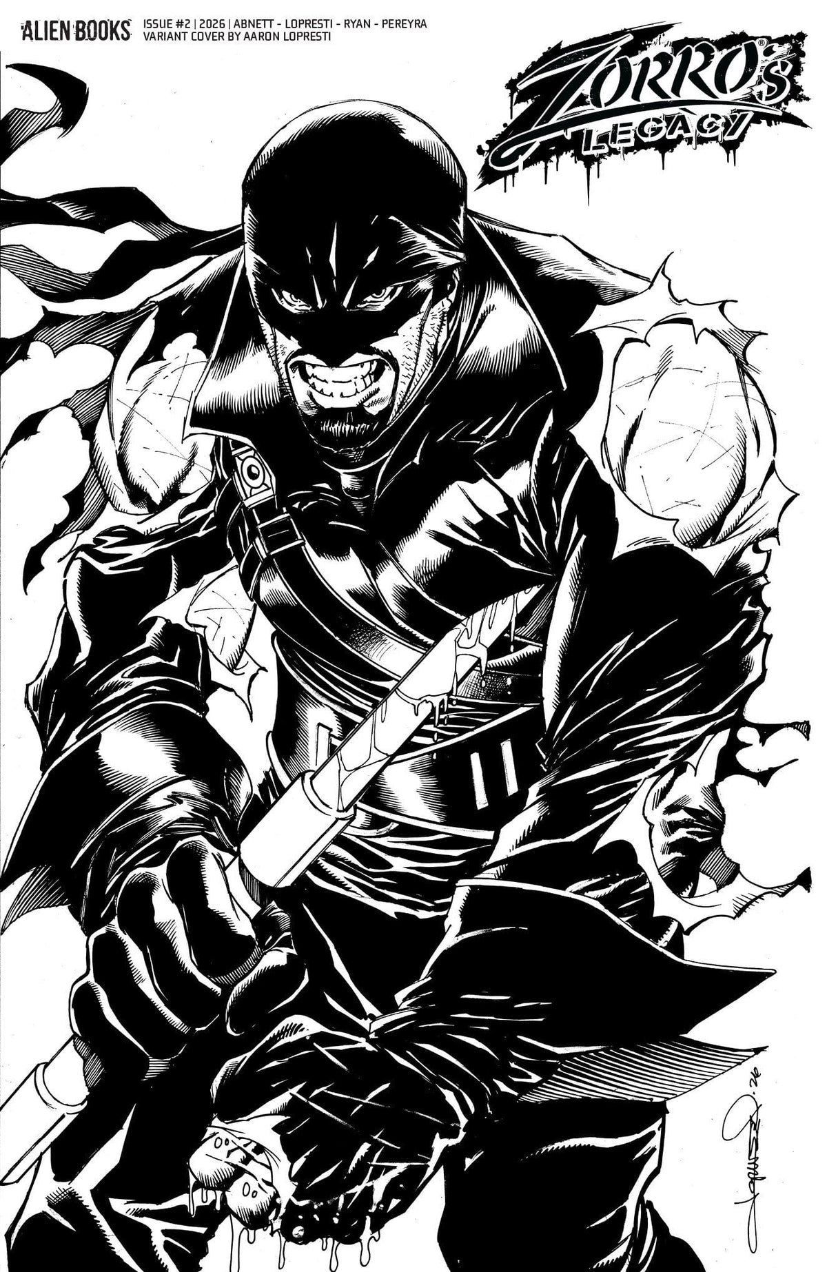 Zorro's Legacy #2 Variant D (Lopresti B&W) (Release Date: 08/19/2026)