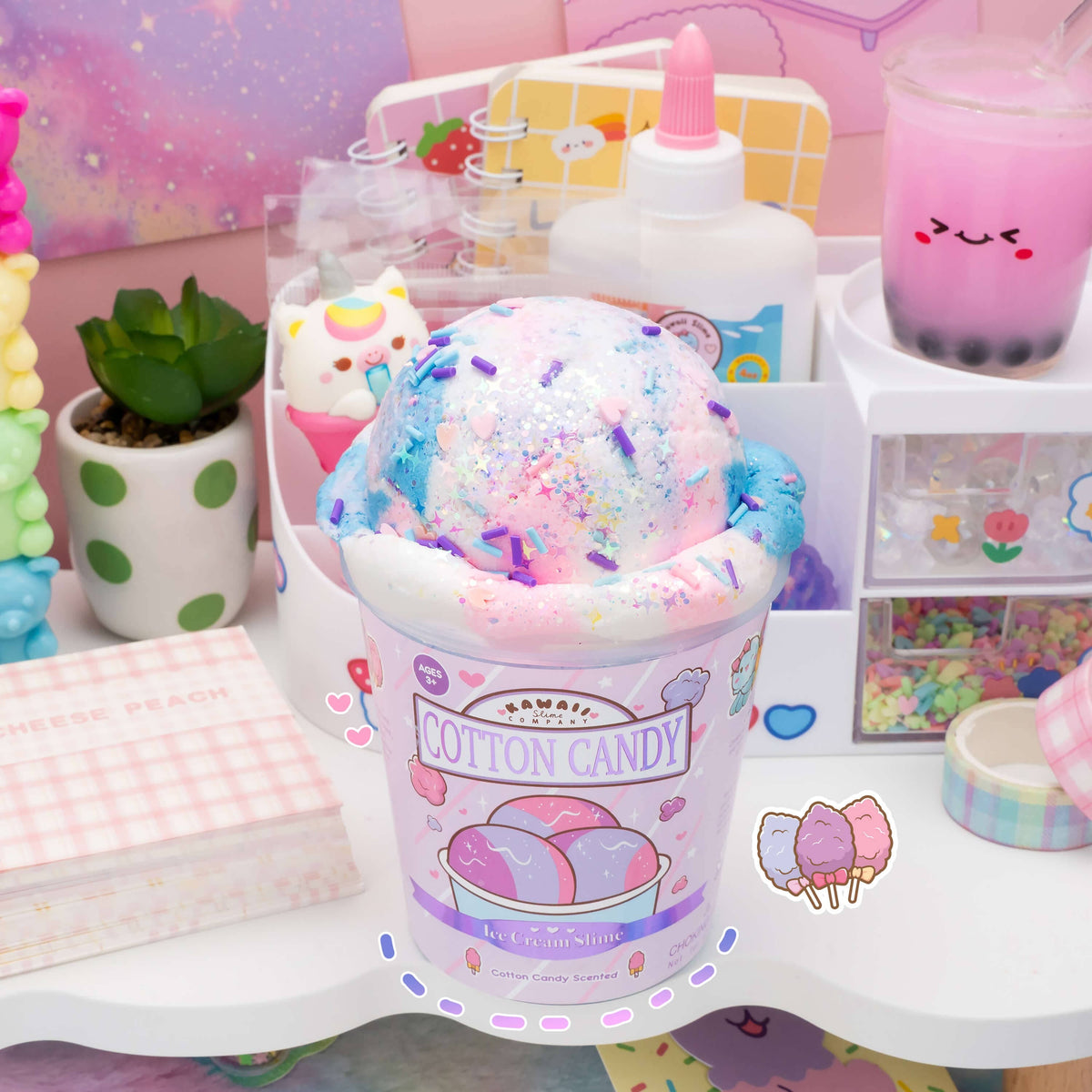 Cotton Candy Scented Ice Cream Pint Slime (5pcs/case)