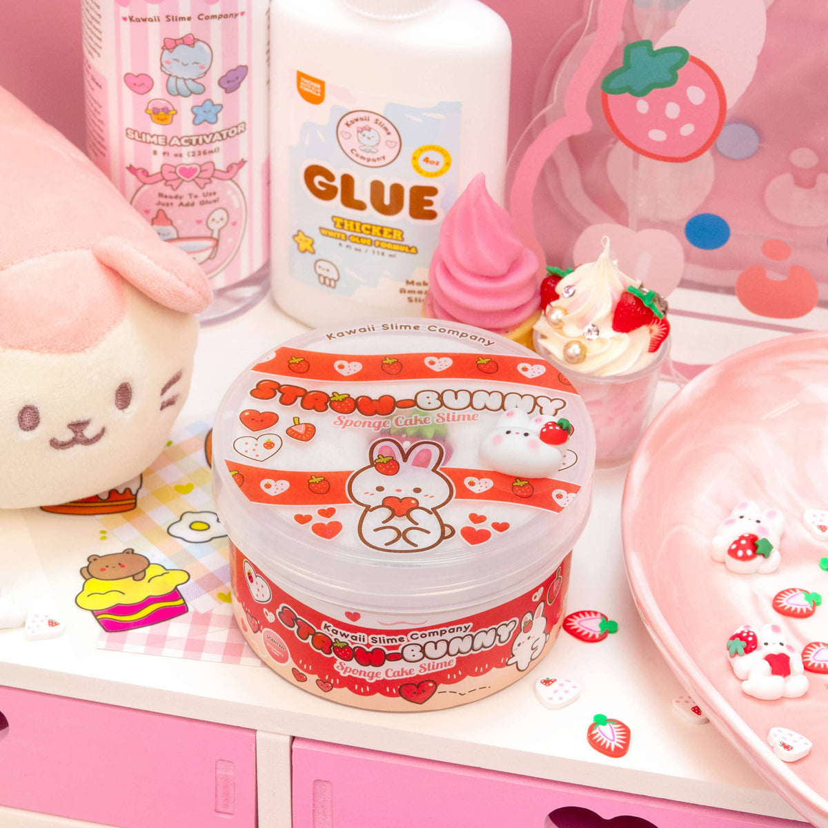 Straw-Bunny Sponge Cake Cloud Creme Signature Dome™ Slime (4pcs/case)