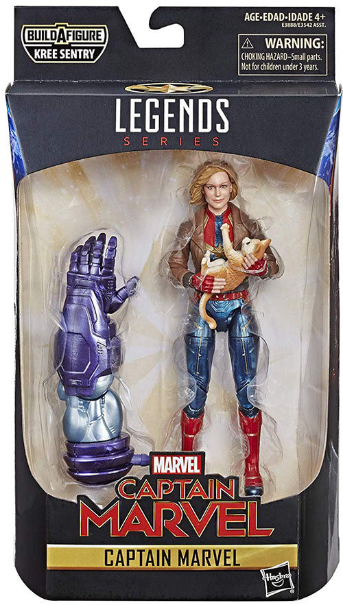 Marvel Legends Captain Marvel 6 Inch Action Figure BAF Kree Sentry - Captain Marvel in Bomber Jacket (Sub-Standard Packaging)