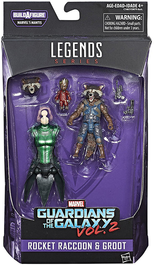 Marvel Legends Guardians Of The Galaxy Vol 2 6 Inch Action Figure BAF Mantis - Rocket Raccoon with Baby Groot (Shelf Wear Packaging)