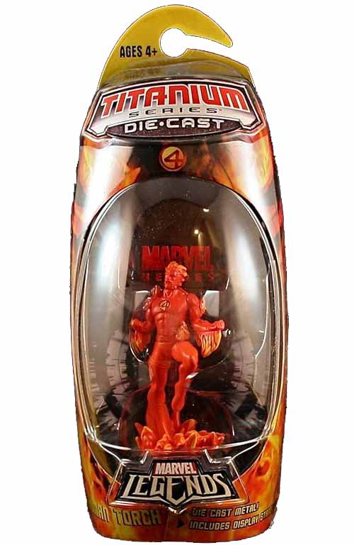 Marvel Legends Titanium 3.75 Inch Static Figure - Human Torch (Shelf Wear Packaging)