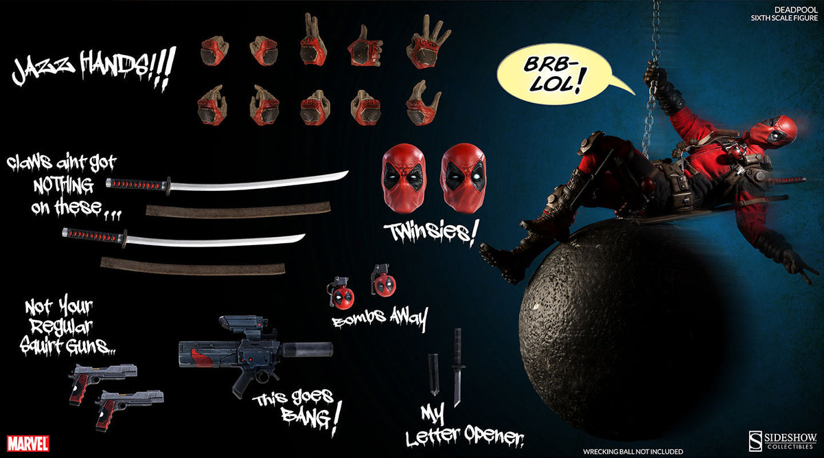 Marvel Collectible 12 Inch Action Figure 1/6 Scale Series - Deadpool Sideshow (Shelf Wear Packaging)