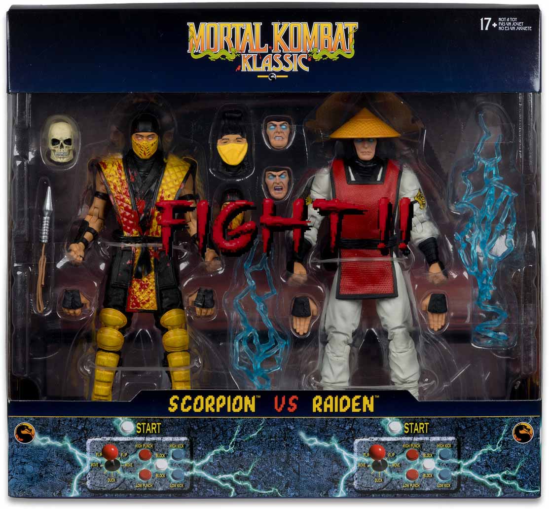 Mortal Kombat Klassic 7 Inch Action Figure 2-Pack - Scorpion vs Raiden (Sub-Standard Packaging)