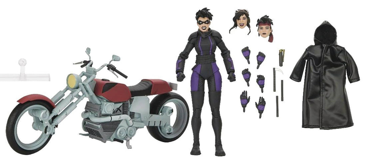 NECA: TEENAGE MUTANT NINJA TURTLES - LAST RONIN - CASEY MARIE WITH MOTORCYCLE ACTION FIGURE SET