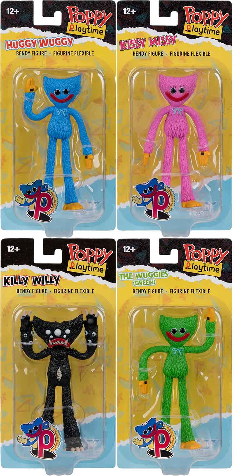 Poppy Playtime 4.5 Inch Action Figure Bendable Basic - Set of 4 (Wuggies - Willy - Wuggy - Missy)