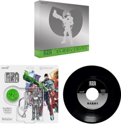 ReAction Figure: RZA - Bobby Digital, Metallic Silver with 45 Adaptor and Bonus 7"