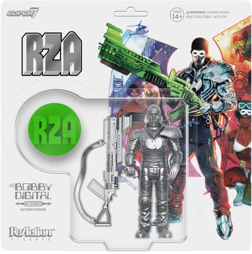 ReAction Figure: RZA - Bobby Digital, Metallic Silver with 45 Adaptor and Bonus 7"