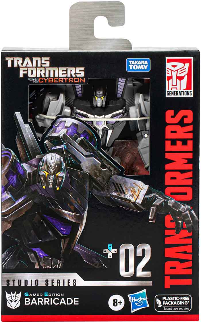 Transformers WFC Studios Series 6 Inch Action Figure Deluxe Class (2023 Wave 1) - Gamer Edition Barricade #2 (Sub-Standard Packaging)