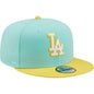 New Era  Los Angeles Dodgers Color Pack Two-Tone 9FIFTY Snapback Hat-Turquoise/Yellow
